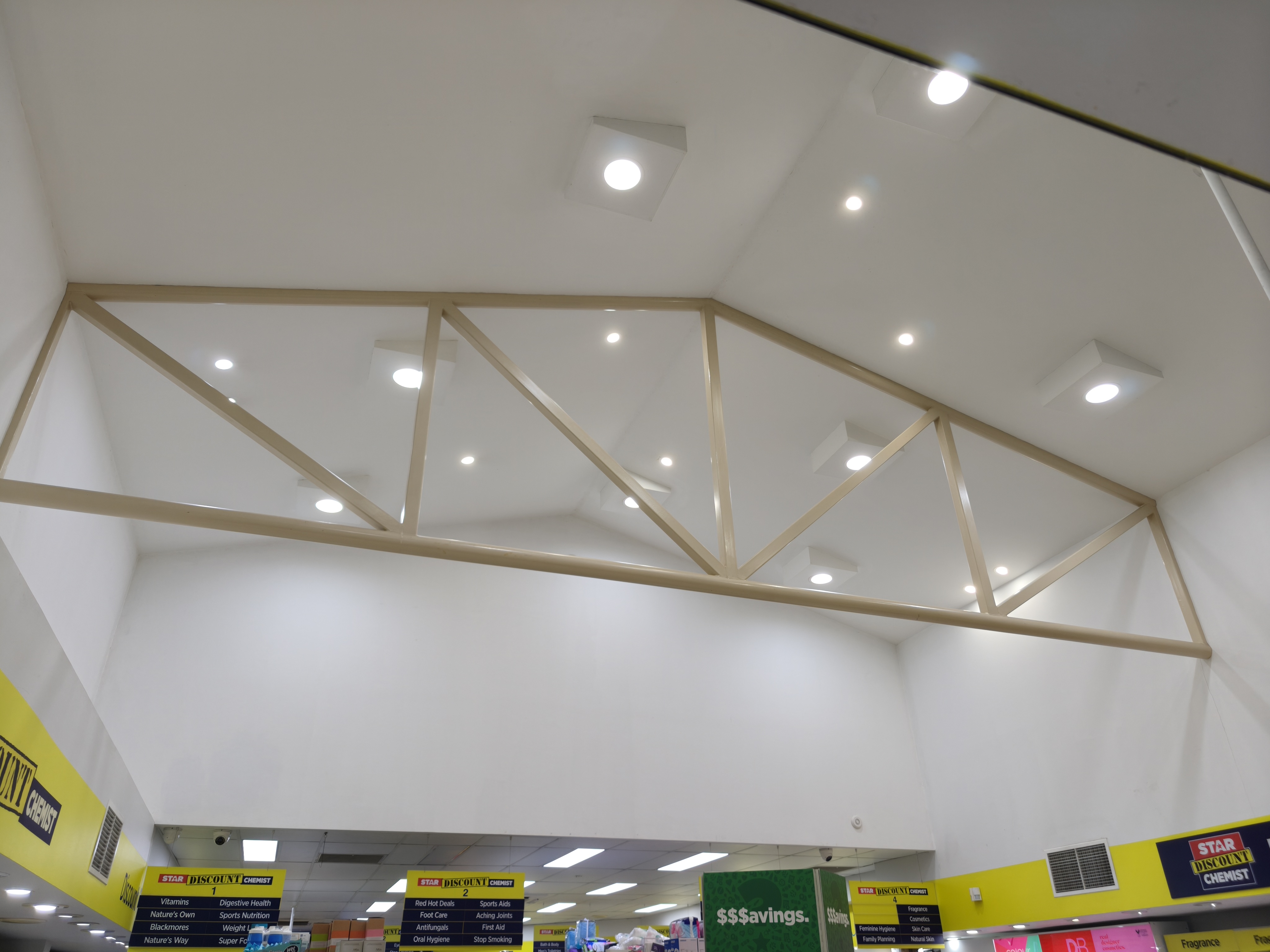 Clean retail ceiling and lighting